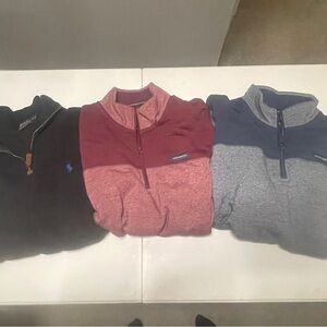 Ralph Lauren & Aeropostale Men's Zip-Up Sweaters - Black, Red, and Blue